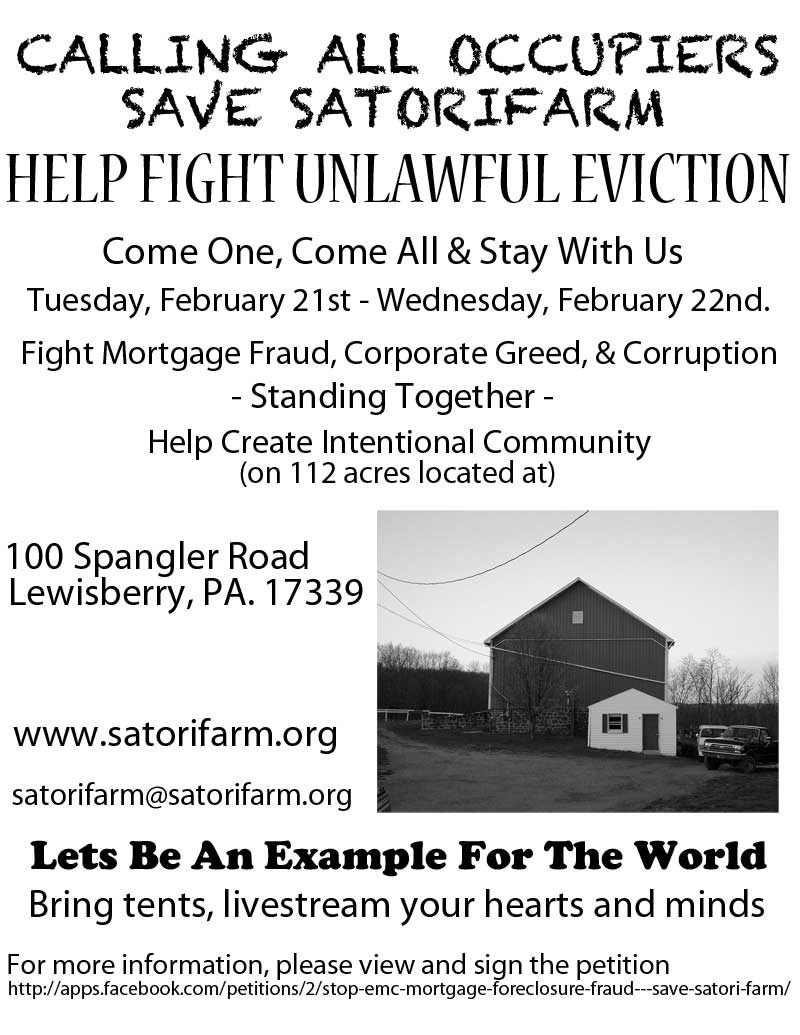 Satori Farm Occupy Flyer